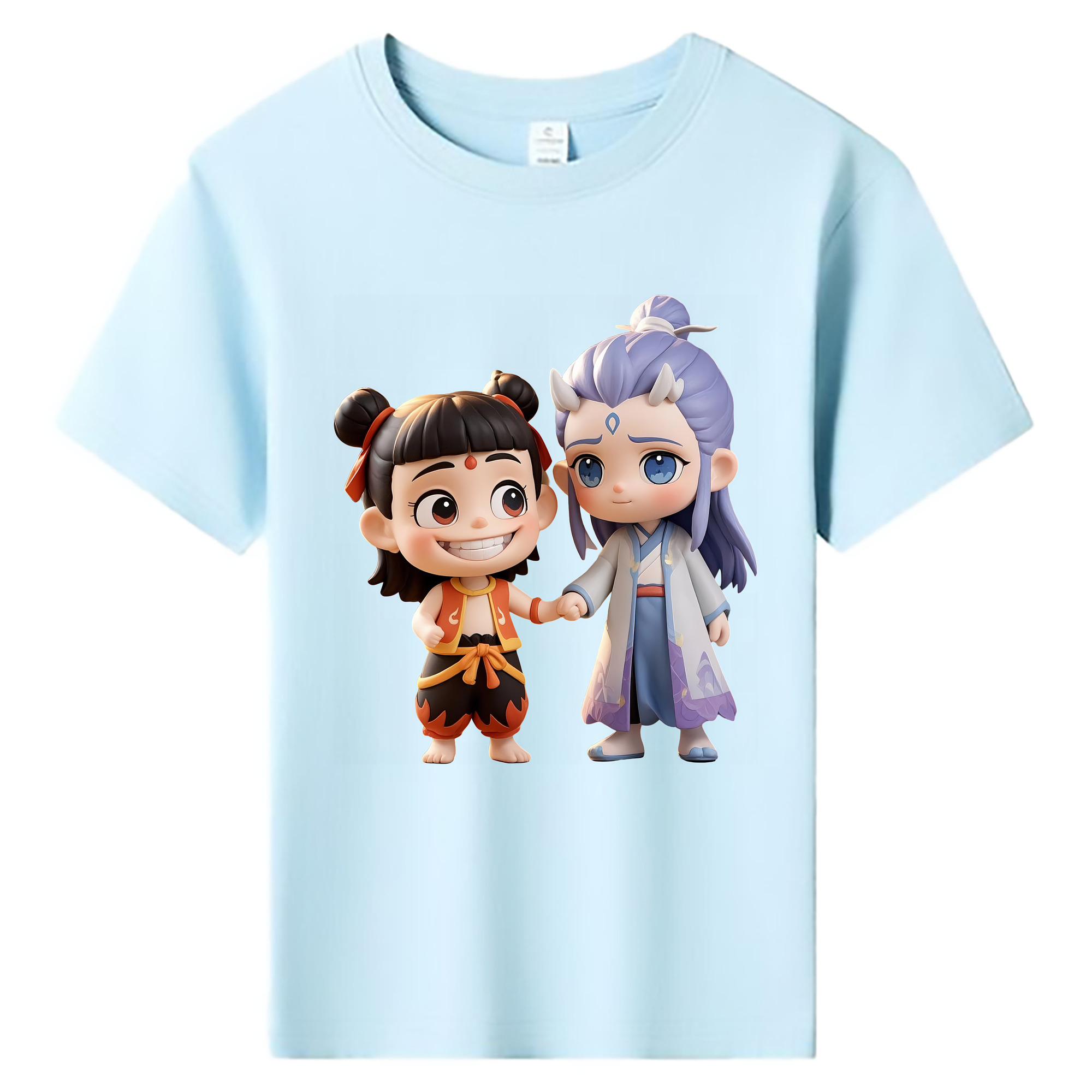 （画像用） Ne Zha 2 ナタ 魔童の大暴れ 綿100％キッズTシャツ（フロントプリント）